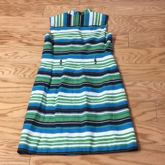 8 Isabella DeMarco green turquoise striped dress - Picture 4 of 16